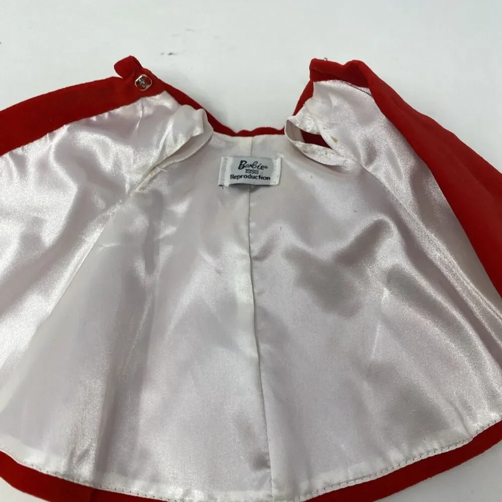 Vintage Brunette Barbie Bubble Cut 1958/1993 Reproduction in Red Velvet Outfit